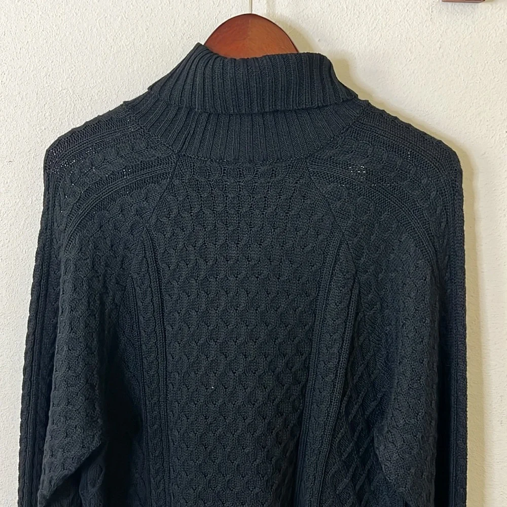 Nike Cable Knit Sweater Turtleneck Black Size Medium Mens Loose Fit - Picture 8 of 16